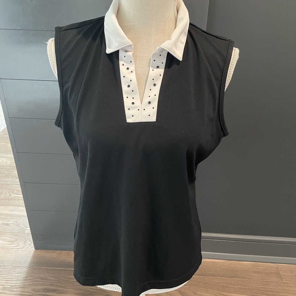 Izod Golf tennis top sz Lg Black & white